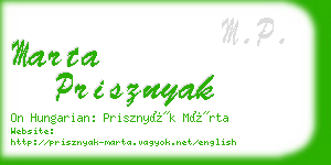 marta prisznyak business card